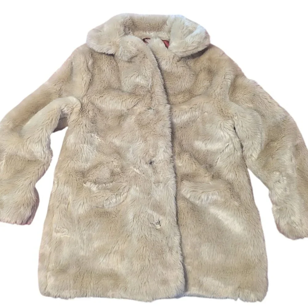 Vintage Faux Fur Long Jacket Winter Coat Mink Mob Wife Zip Scarface‎ Going Out